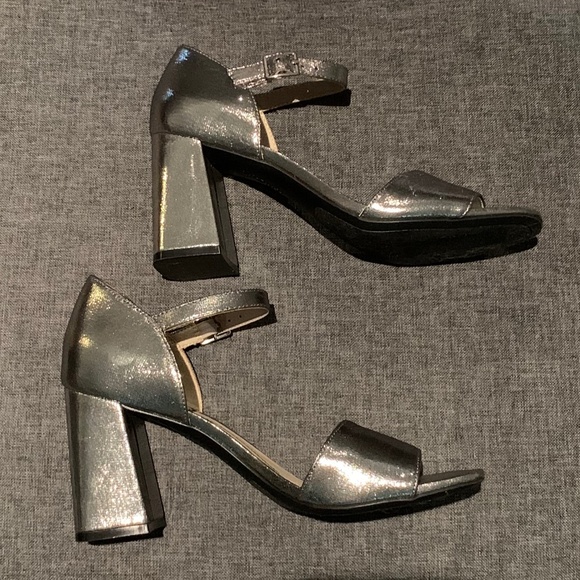 Silver Block Heel Sandal (NWOT) - Picture 8 of 13